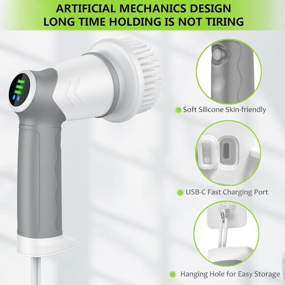 Electric Spin Scrubber, 2025 New Bathroom Scrubber Electric with 6 Heads - NEW - Picture 3 of 7